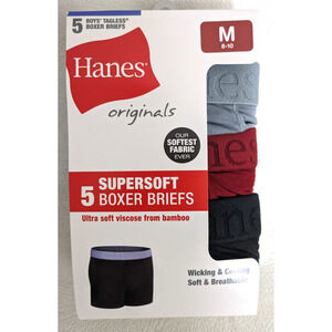 Hanes Boys 5 Pack Tagless Boxer Briefs Med 8-10 Multicolor
